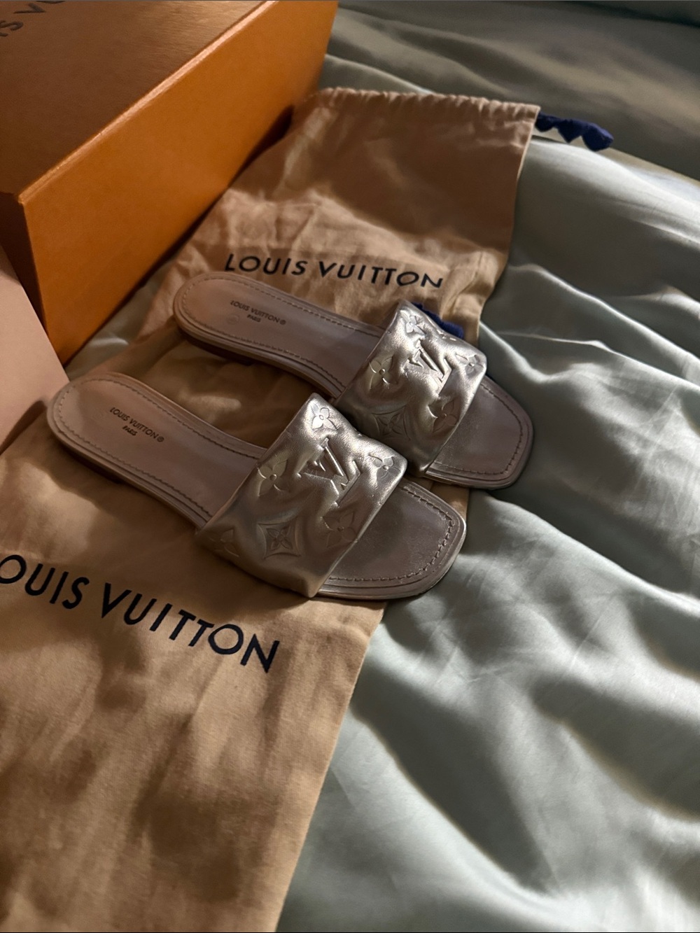 Louis Vuitton authentic silver slide mules sandals - Picture 6 of 15